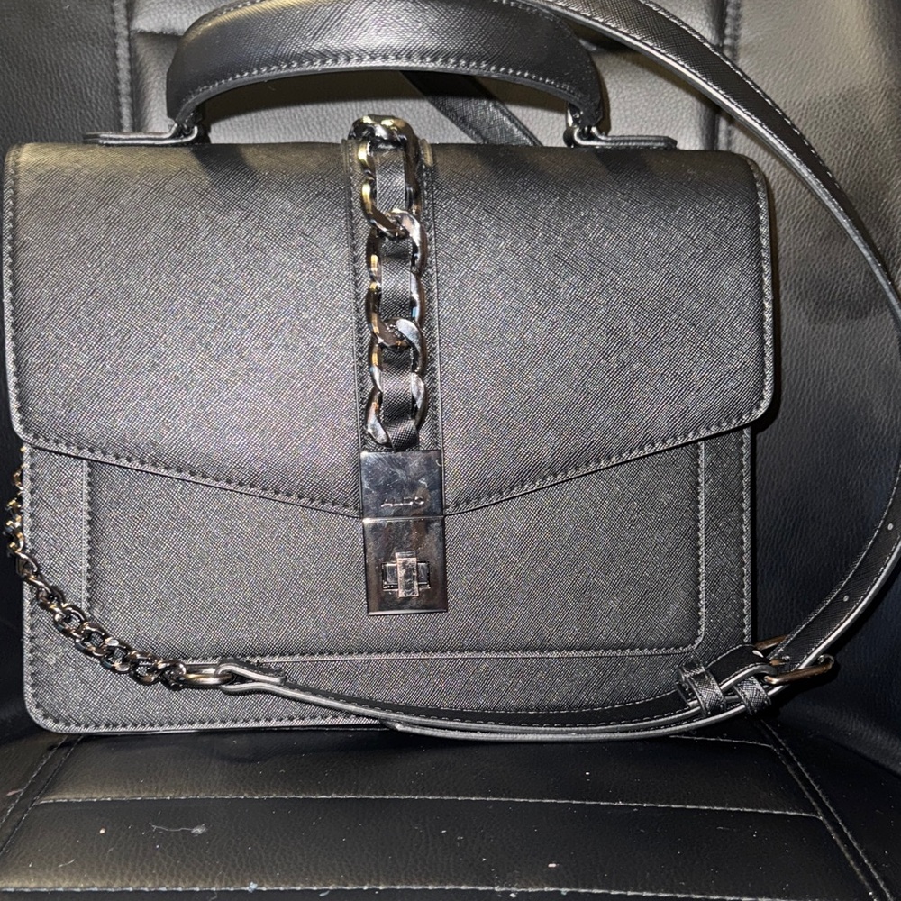 Aldo Elegant Black Chain Strap Handbag with Card Holder